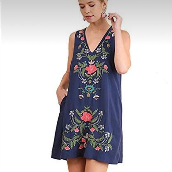 Umgee Boho Embroidered Dress, Small - Picture 1 of 5